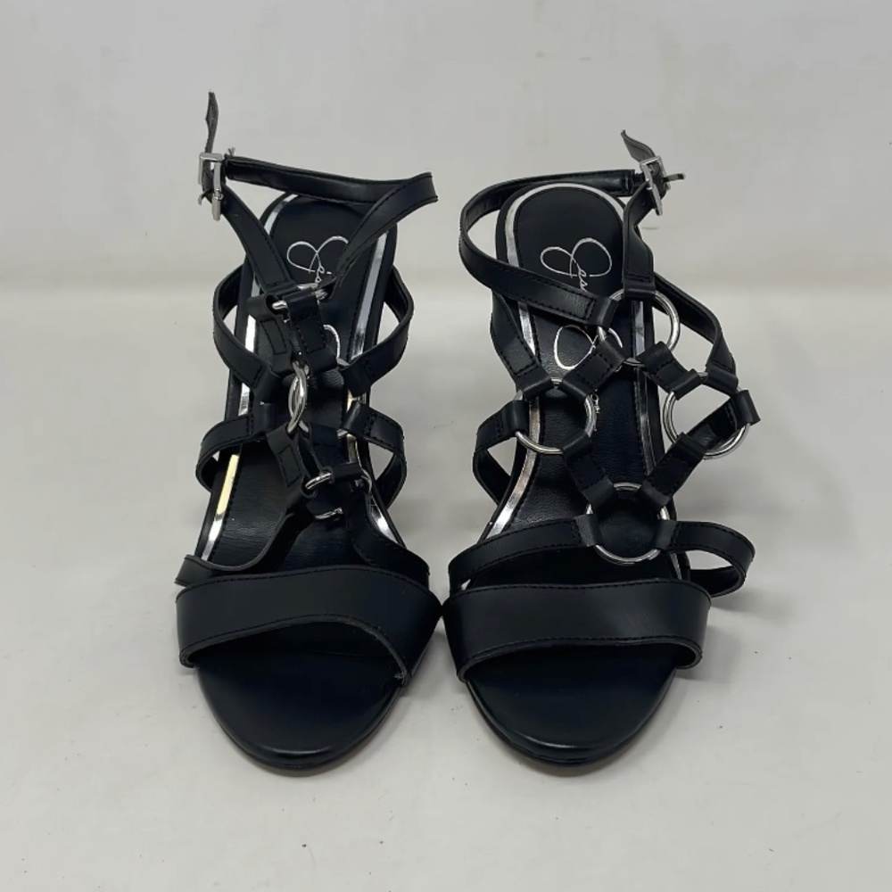 Jessica Simpson Womens Black Buckle Stiletto Heel  Sandals Size 6B